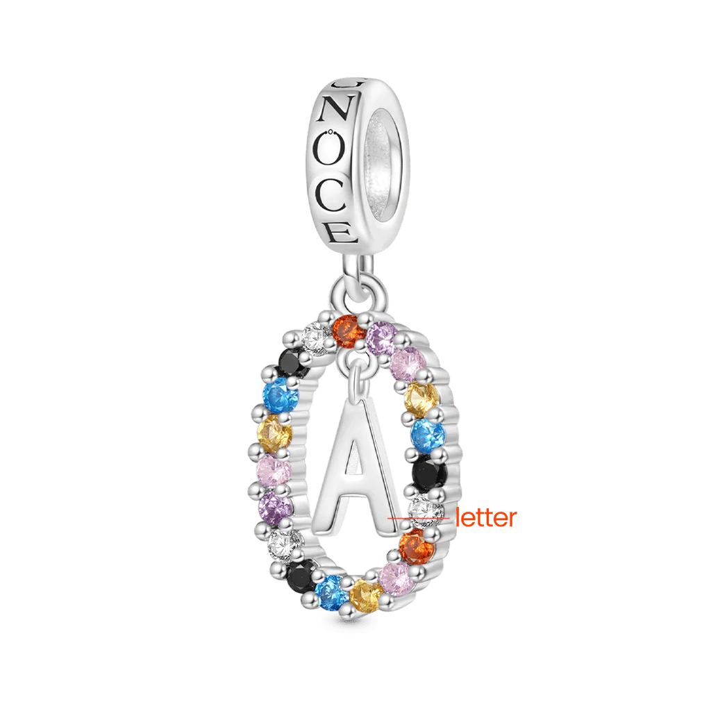 Gnoce Personalized Initial Letter Color Charm Platinum-plated Silver Blend - Image 2