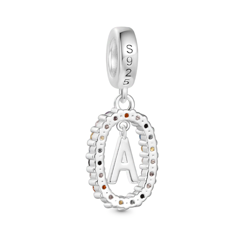Gnoce Personalized Initial Letter Color Charm Platinum-plated Silver Blend - Image 3