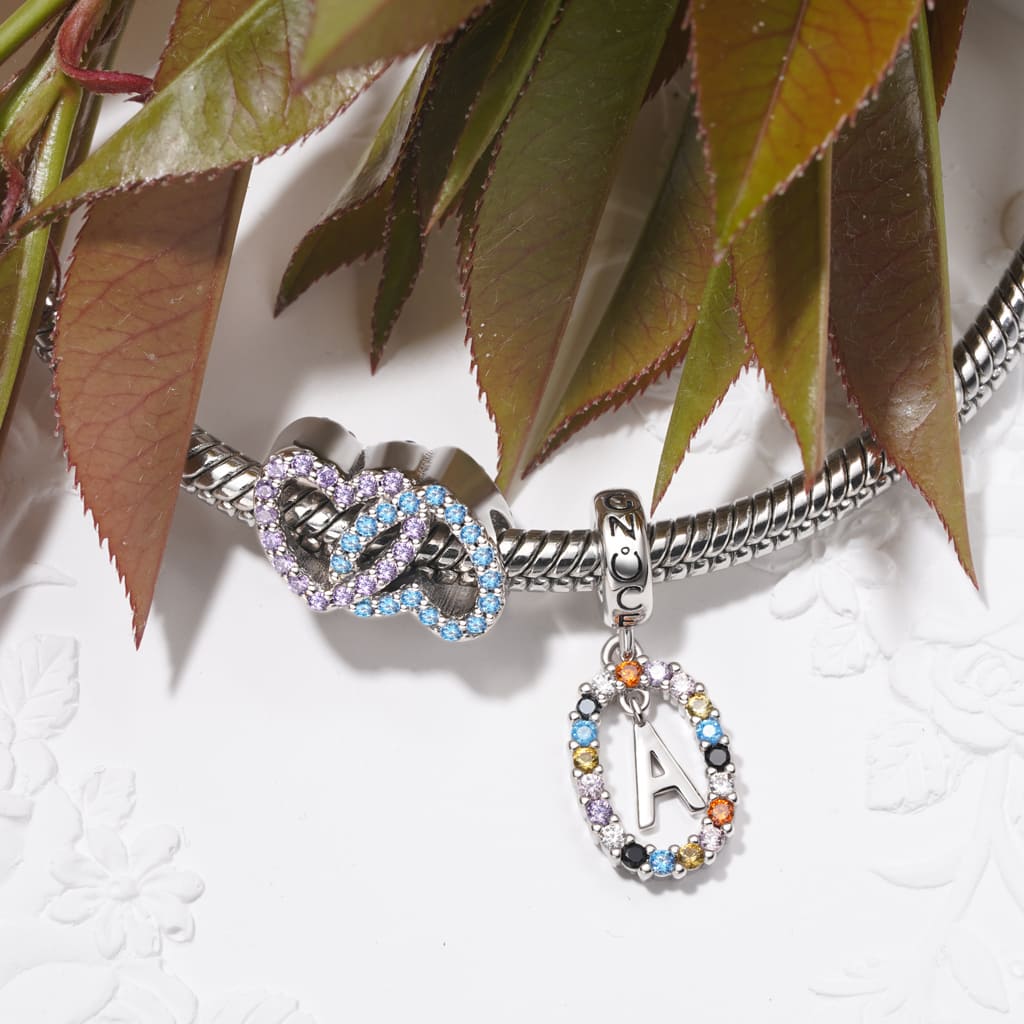 Gnoce Personalized Initial Letter Color Charm Platinum-plated Silver Blend - Image 4
