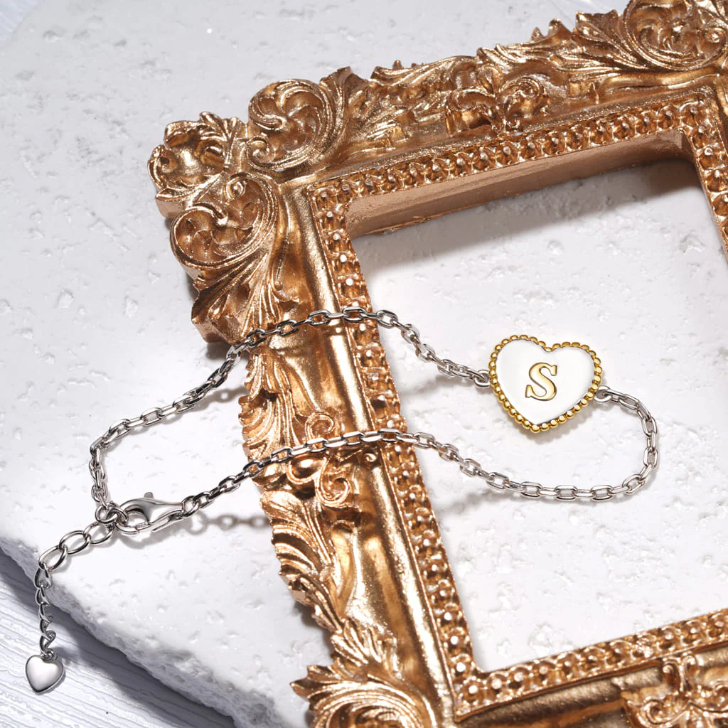 Gnoce Personalized Initial Letter Heart Adjustable Bracelet - Image 3