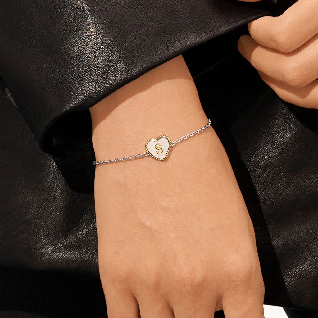 Gnoce Personalized Initial Letter Heart Adjustable Bracelet - Image 5