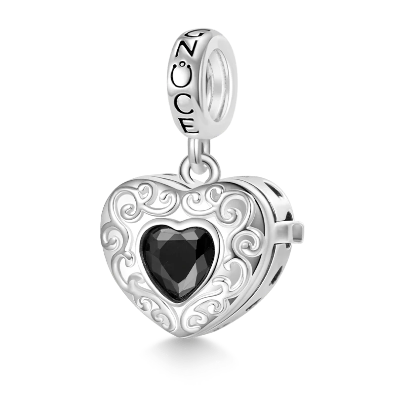 Gnoce Openable Personalized Photo Heart Charm Platinum-plated Silver Blend - Image 2