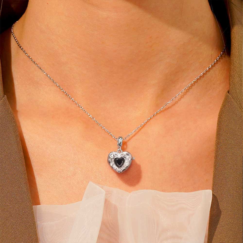 Gnoce Openable Personalized Photo Heart Charm Platinum-plated Silver Blend - Image 5