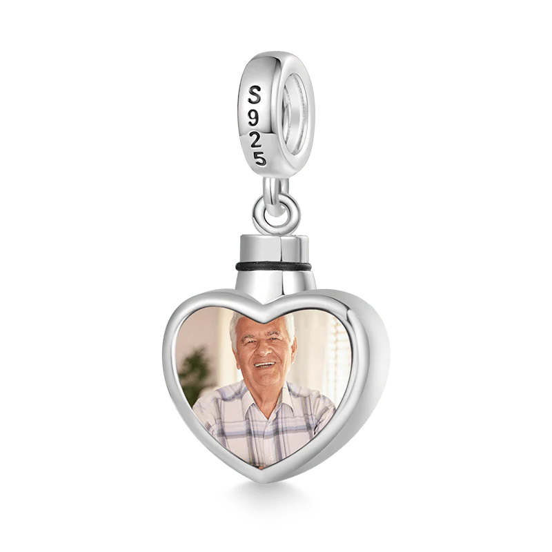 Gnoce Personalized Photo Heart Urn Ashes Charm Platinum-plated Silver Blend - Image 3