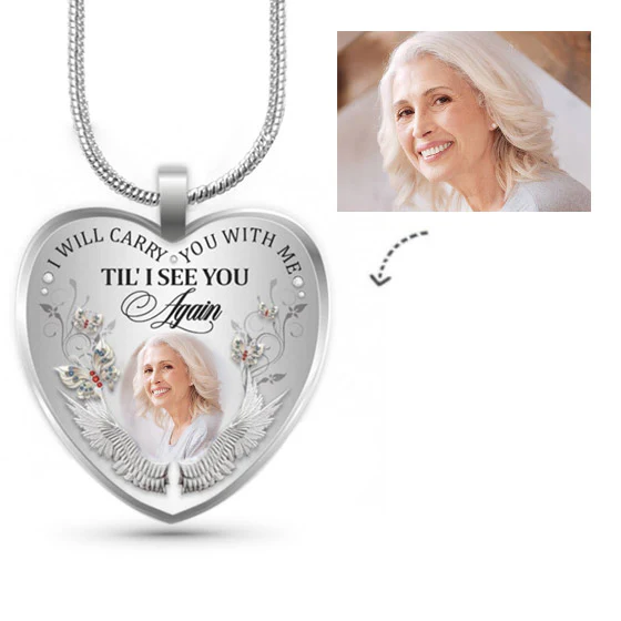 Personalized Photo Heart Pendant Necklace Copper with Platinum Plated Silver