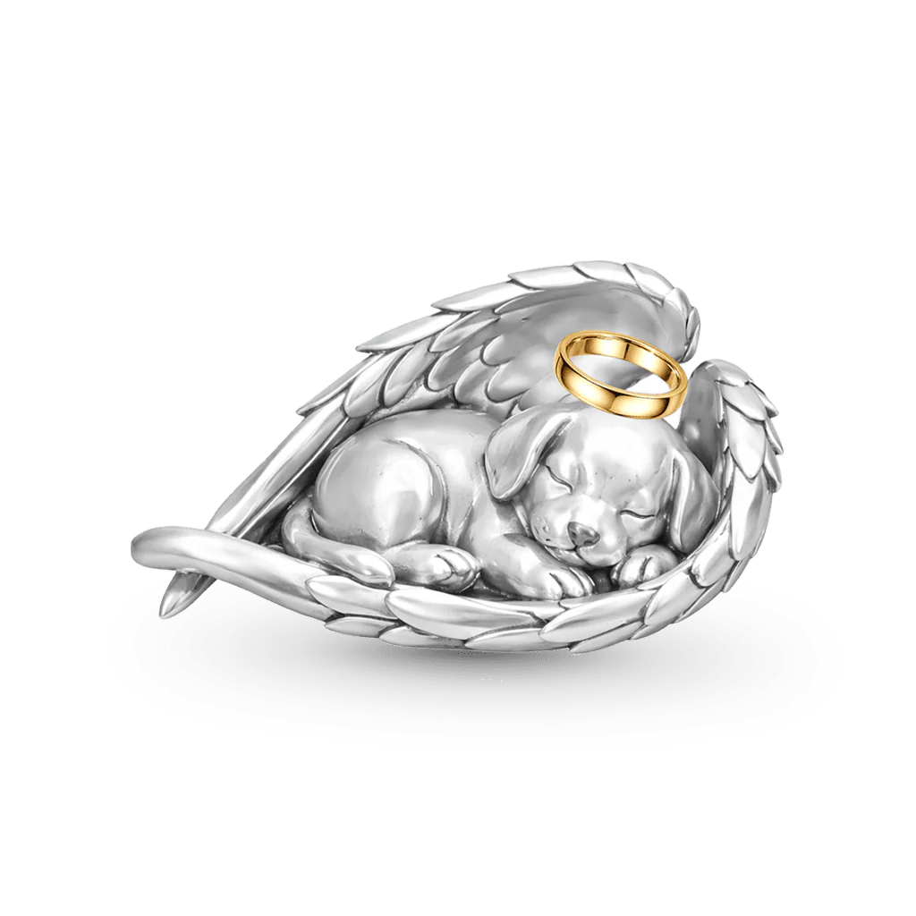 Gnoce Pet Memorial Dog Engravable Charm Platinum-plated Silver Blend