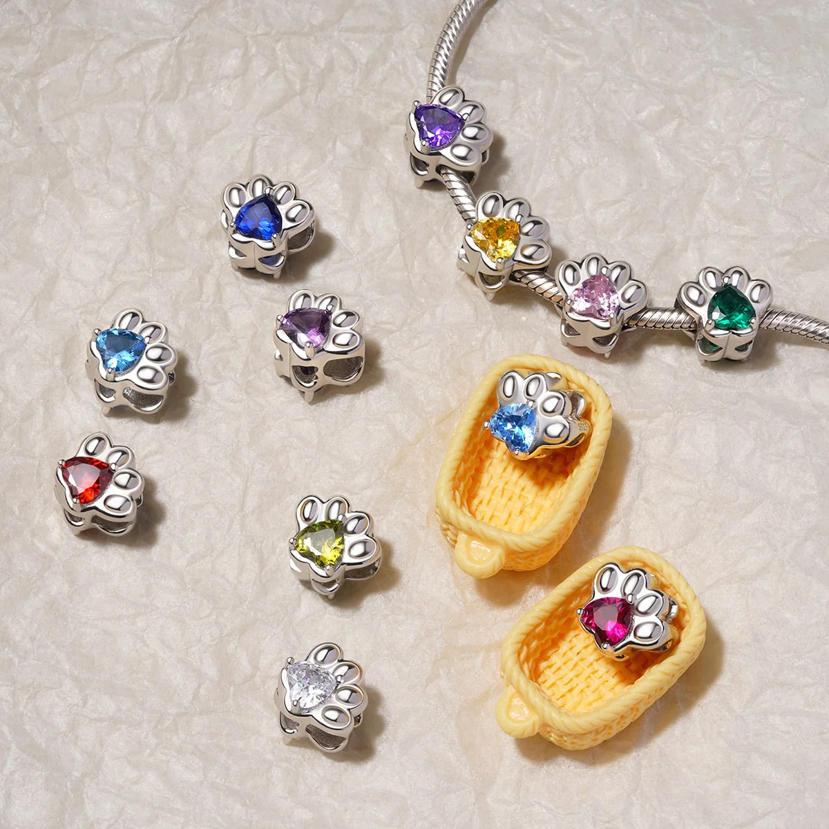 Gnoce Pet Paw Heart Birthstone Charm - Image 3