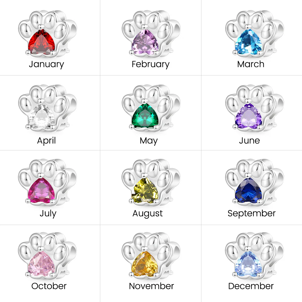 Gnoce Pet Paw Heart Birthstone Charm - Image 6
