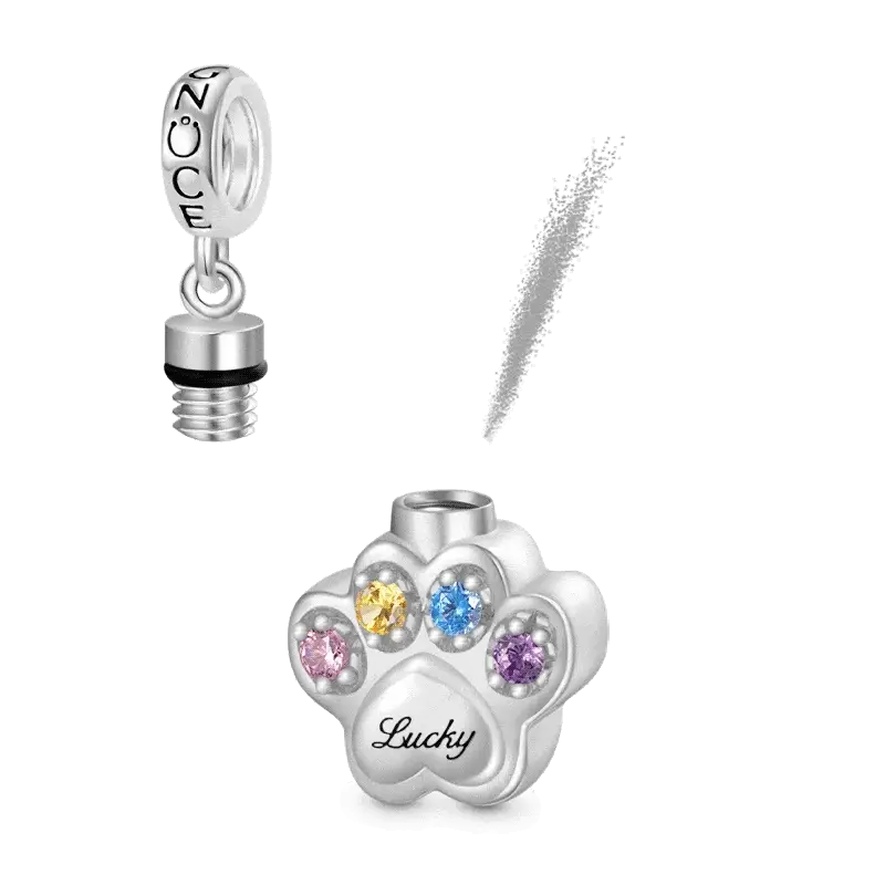 Gnoce Engravable Paw Urn Ashes Charm Platinum-plated Silver Blend