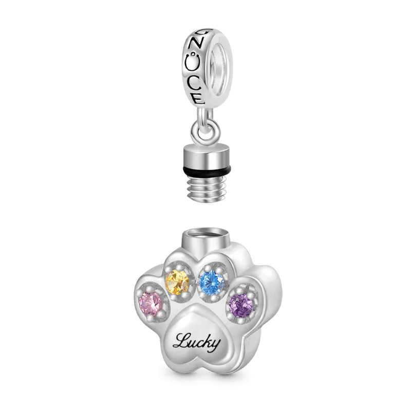 Gnoce Engravable Paw Urn Ashes Charm Platinum-plated Silver Blend - Image 2