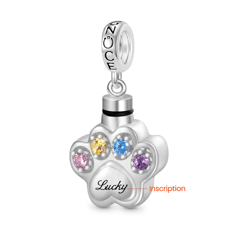 Gnoce Engravable Paw Urn Ashes Charm Platinum-plated Silver Blend - Image 3