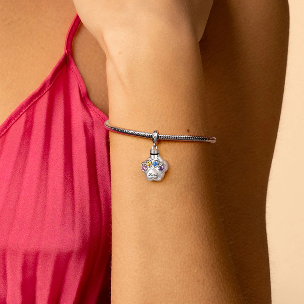 Gnoce Engravable Paw Urn Ashes Charm Platinum-plated Silver Blend - Image 8
