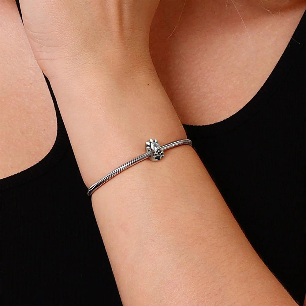 Cute Pet Paws Stopper for Charm Bracelets 925 Sterling Silver - Image 4