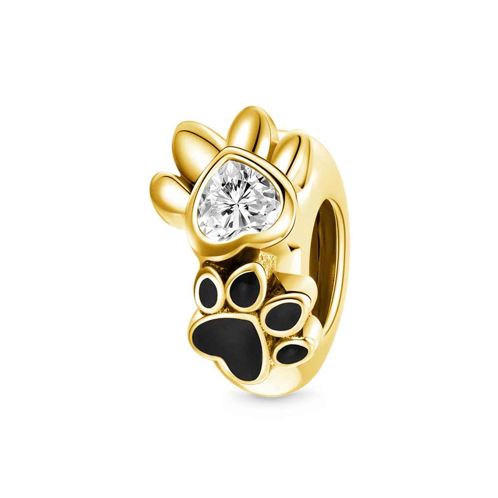 Cute Pet Paws Stopper for Charm Bracelets 925 Sterling Silver