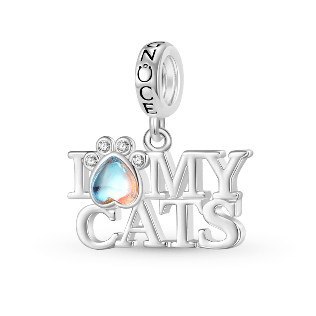 Gnoce "I LOVE MY CATS" Pet Charm Platinum-plated Silver Blend