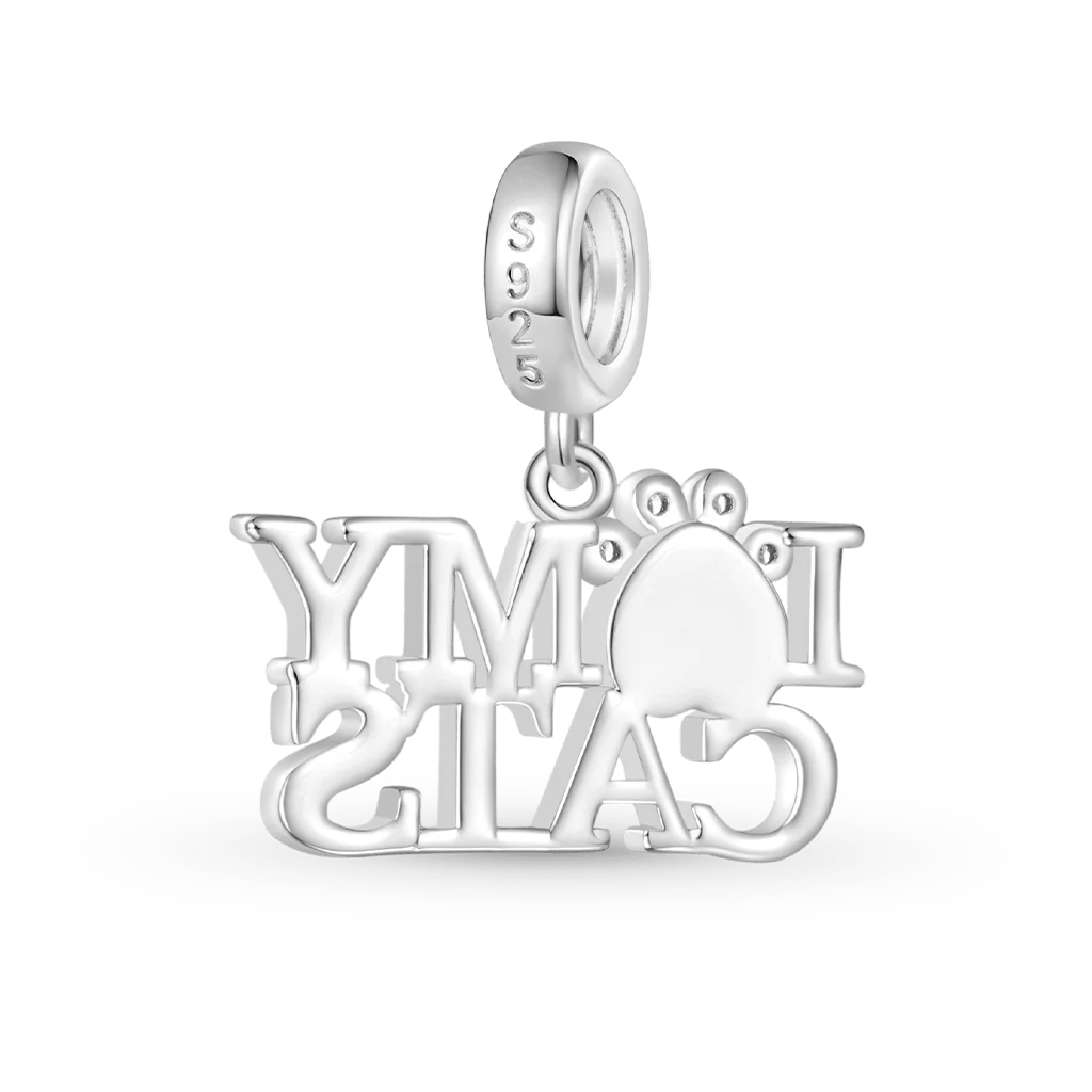 Gnoce "I LOVE MY CATS" Pet Charm Platinum-plated Silver Blend - Image 2