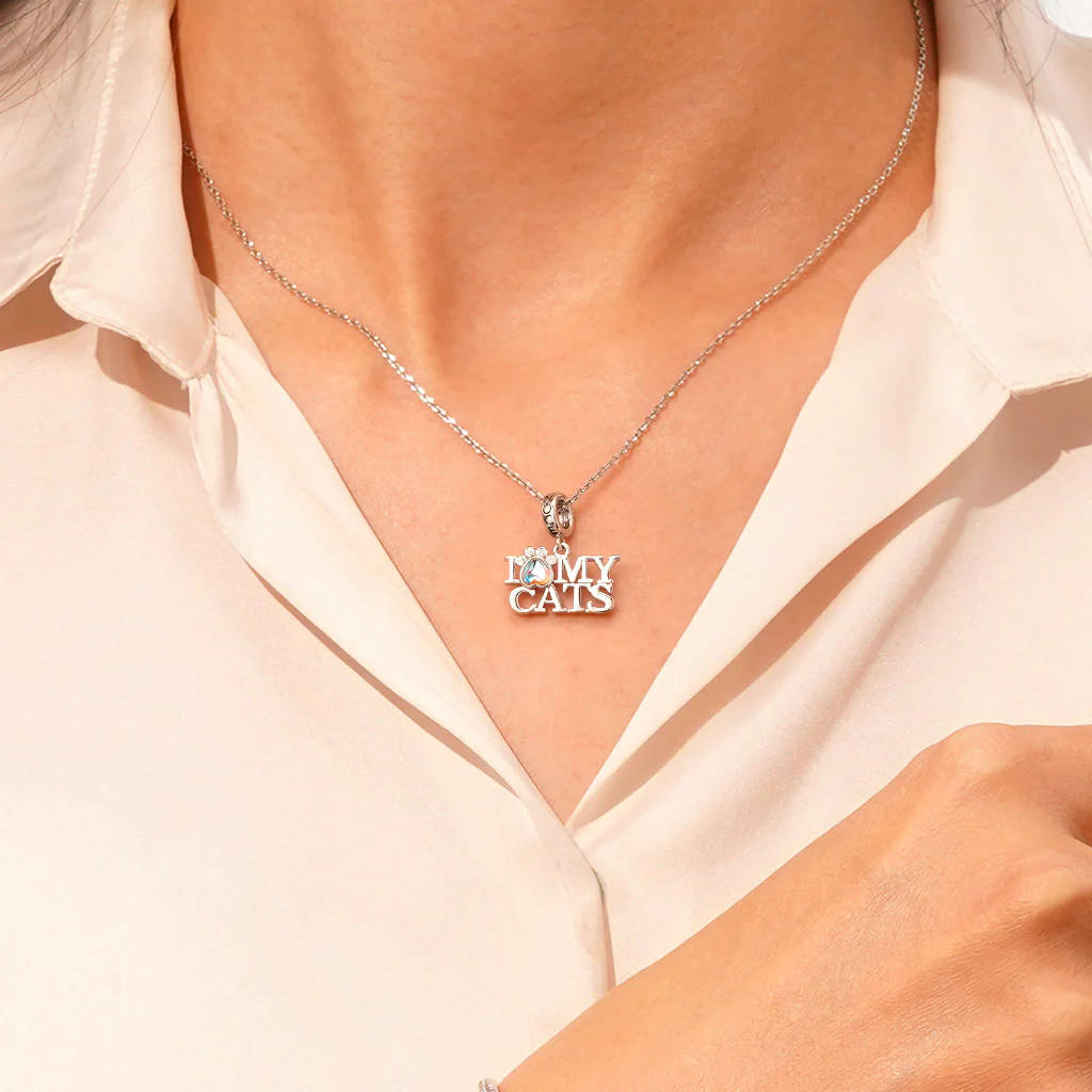 Gnoce "I LOVE MY CATS" Pet Charm Platinum-plated Silver Blend - Image 5