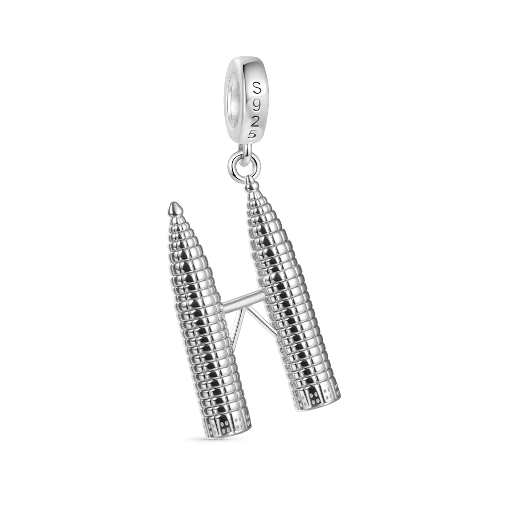 Gnoce Petronas Twin Towers Charm Platinum-plated Silver Blend - Image 2
