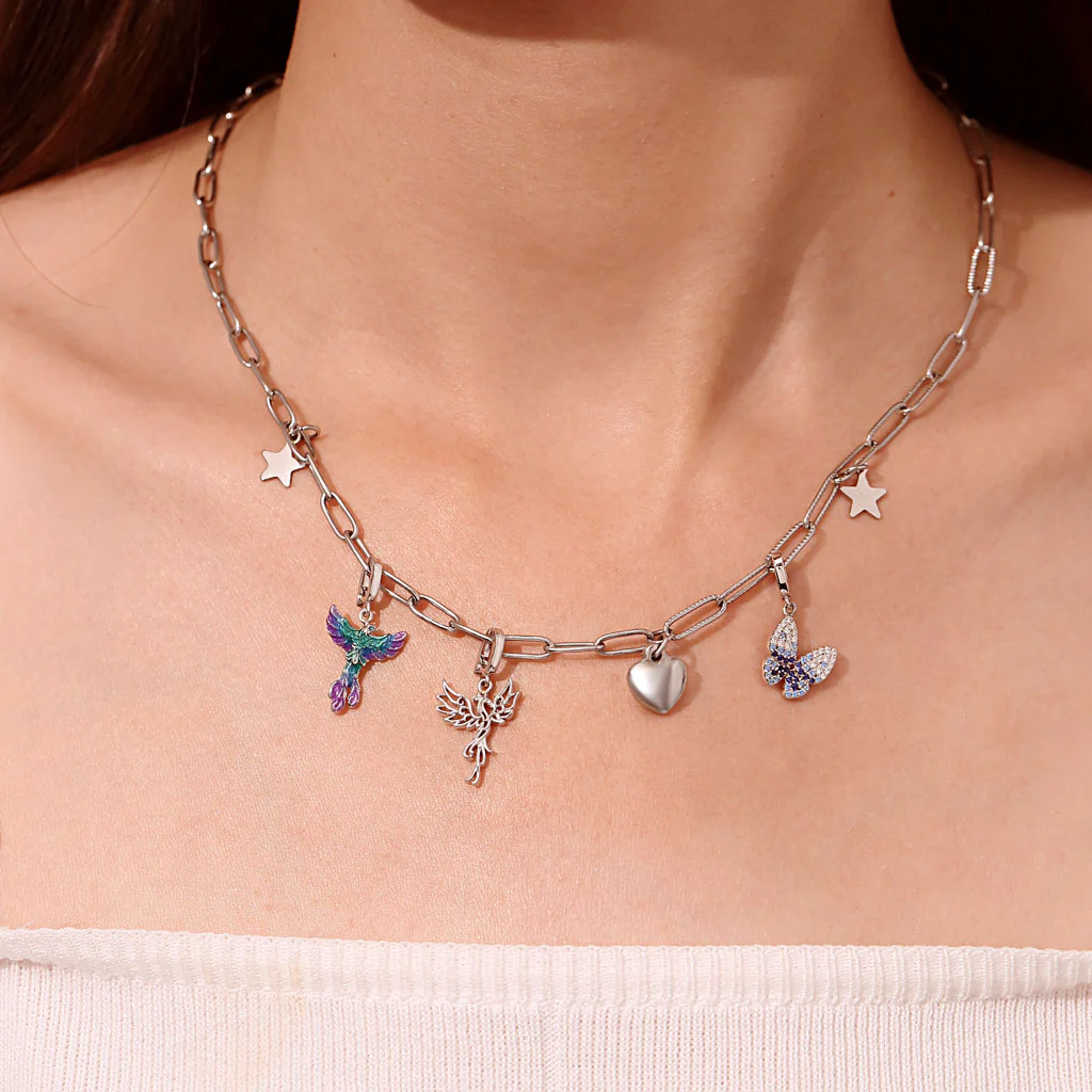 Gnoce Phoenix Clasp Clusters Charm Platinum-plated Silver Blend - Image 5