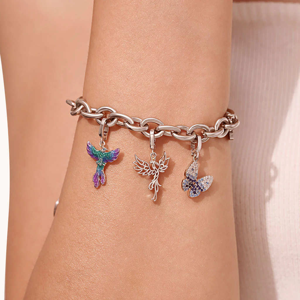 Gnoce Phoenix Clasp Clusters Charm Platinum-plated Silver Blend - Image 6