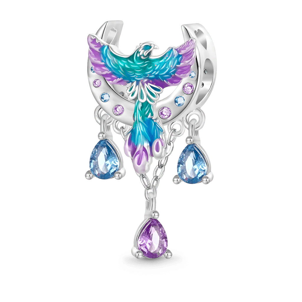 Gnoce Phoenix Moon Charm Platinum-plated Silver Blend