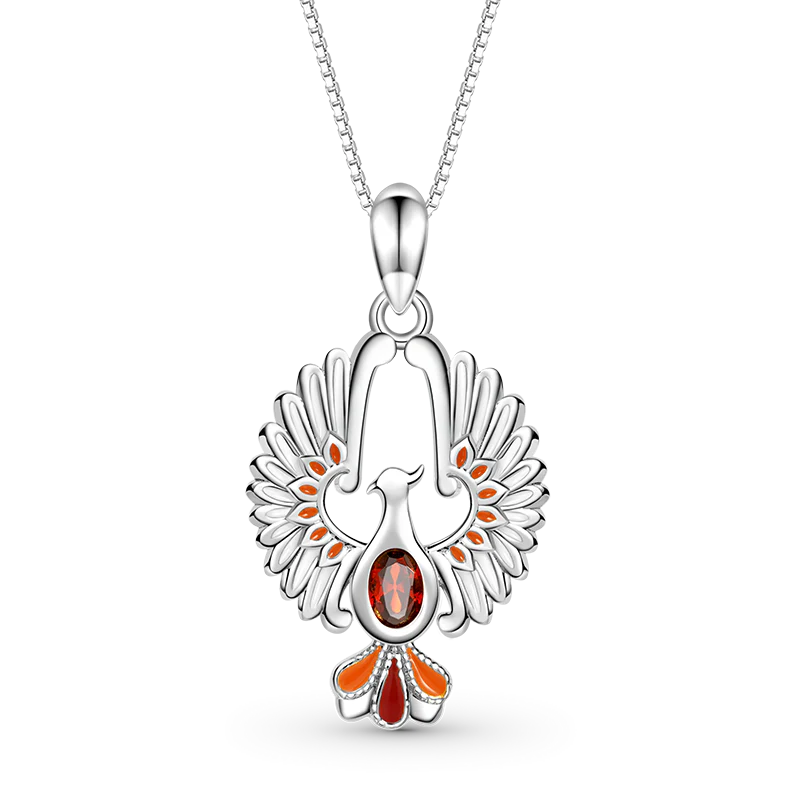 Gnoce Sparkling Phoenix Necklace Platinum-plated Silver Blend