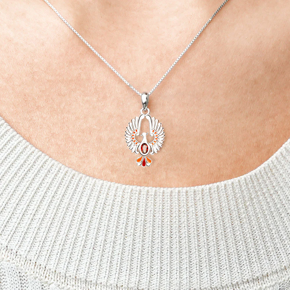 Gnoce Sparkling Phoenix Necklace Platinum-plated Silver Blend - Image 4