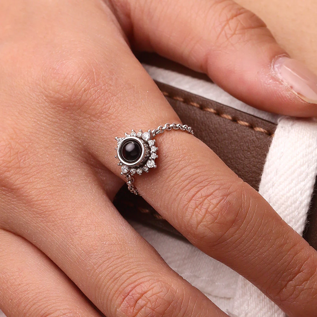 Gnoce Projection Photo Bead Chain Adjustable Ring - Image 7