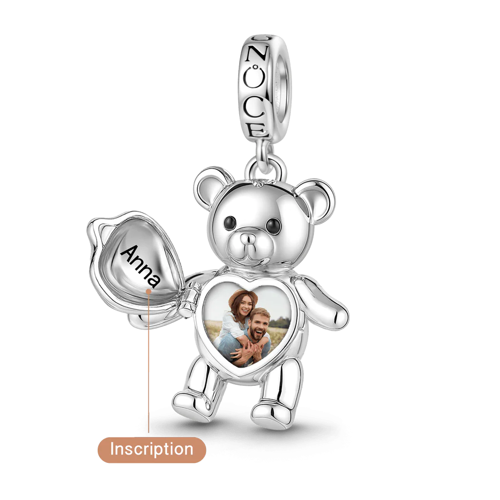 Gnoce Bear Photo Charm Platinum-plated Silver Blend - Image 4