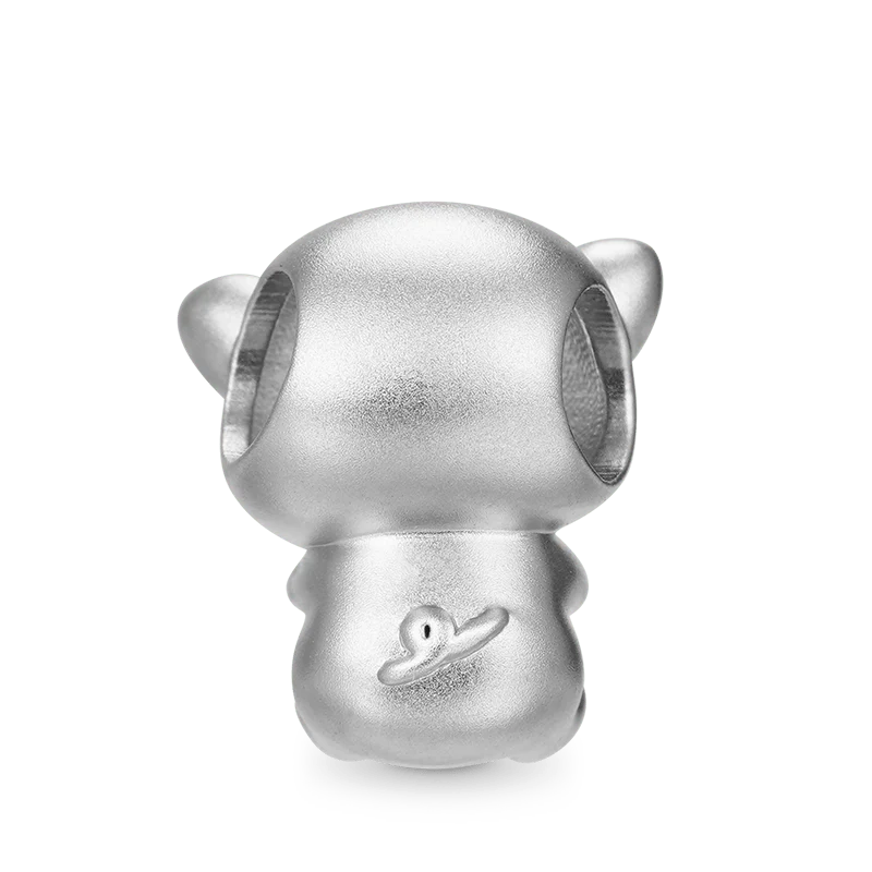 Gnoce Cute Pig Embraces Heart Gem Charm Platinum-plated Silver Blend - Image 2