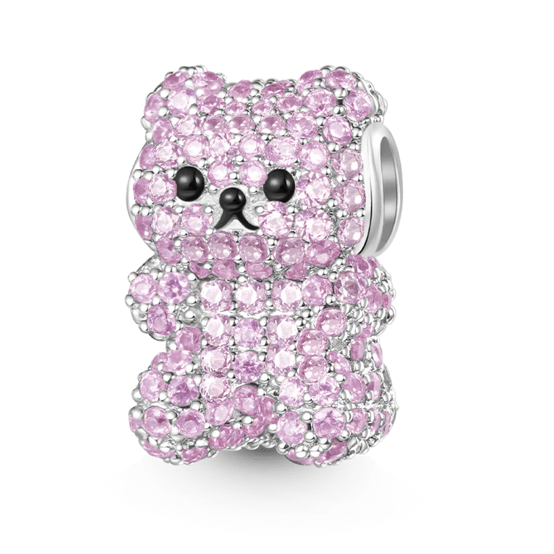 Gnoce Pink Gummy Bear Charm Platinum-plated Silver Blend