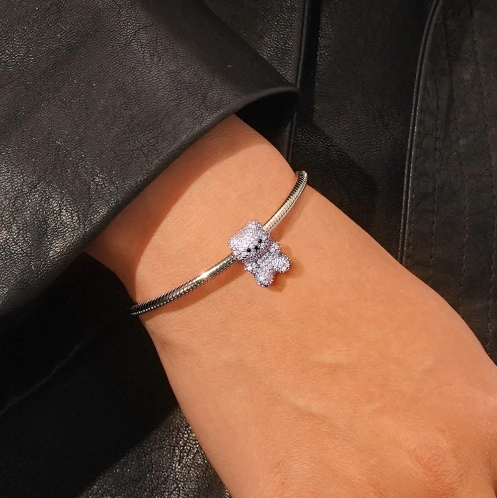 Gnoce Pink Gummy Bear Charm Platinum-plated Silver Blend - Image 5