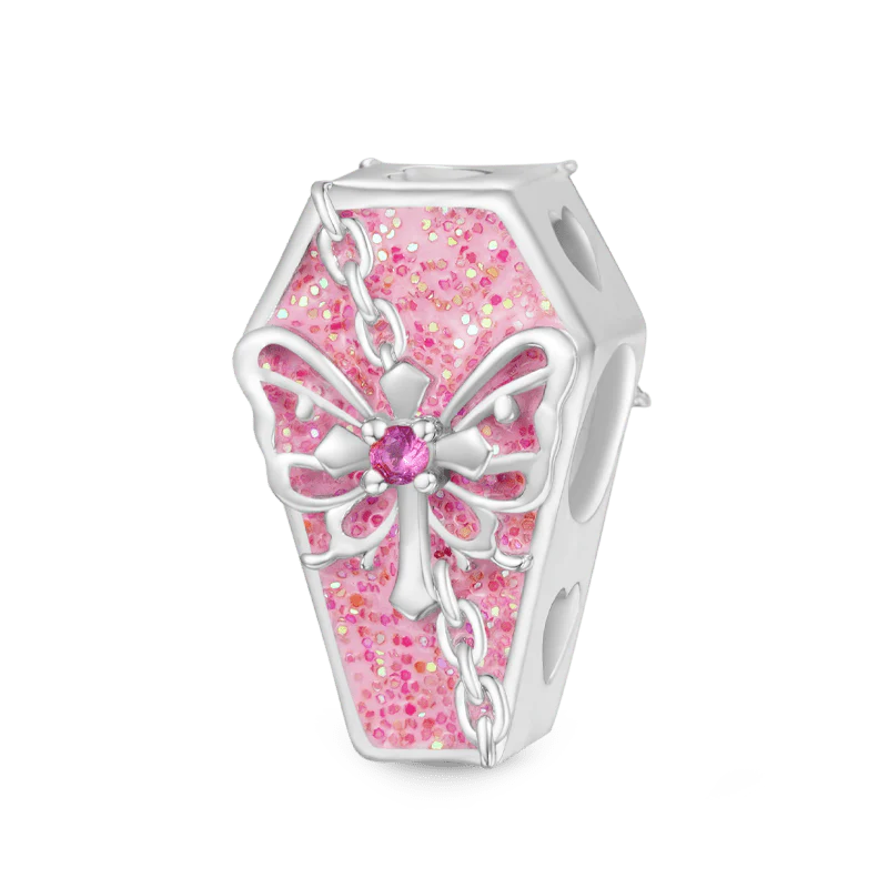 Gnoce Halloween Pink Coffin Charm Platinum-plated Silver Blend