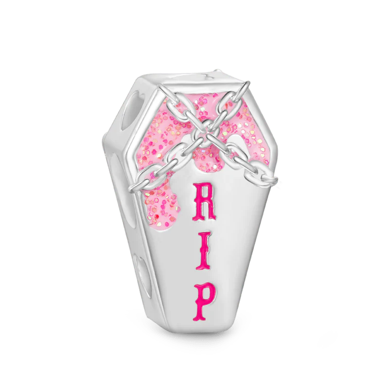 Gnoce Halloween Pink Coffin Charm Platinum-plated Silver Blend - Image 2
