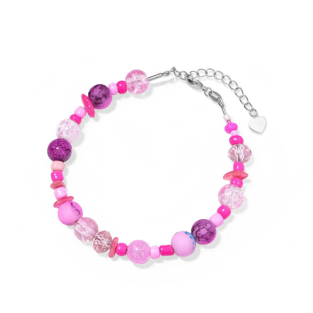 Gnoce DIY Pink Cracked Glass Beaded Bracelet