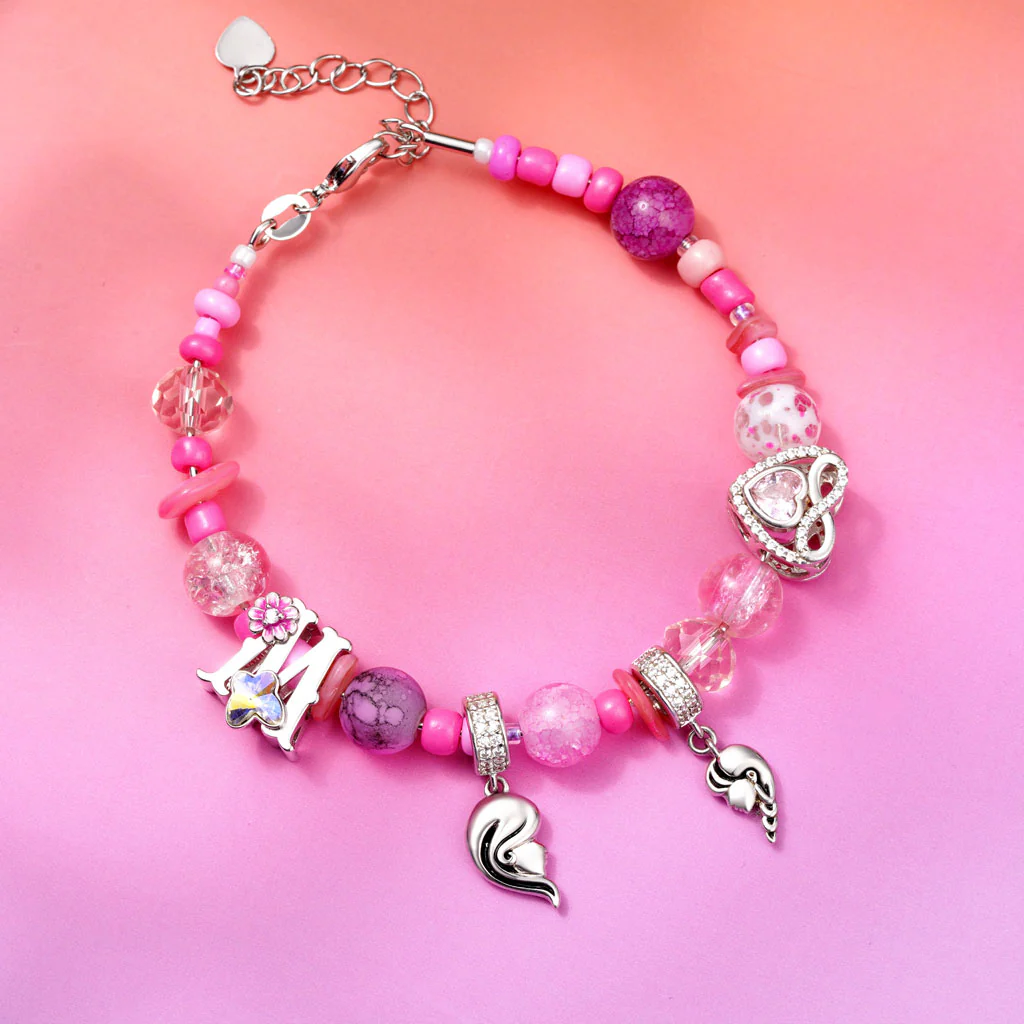 Gnoce DIY Pink Cracked Glass Beaded Bracelet - Image 4