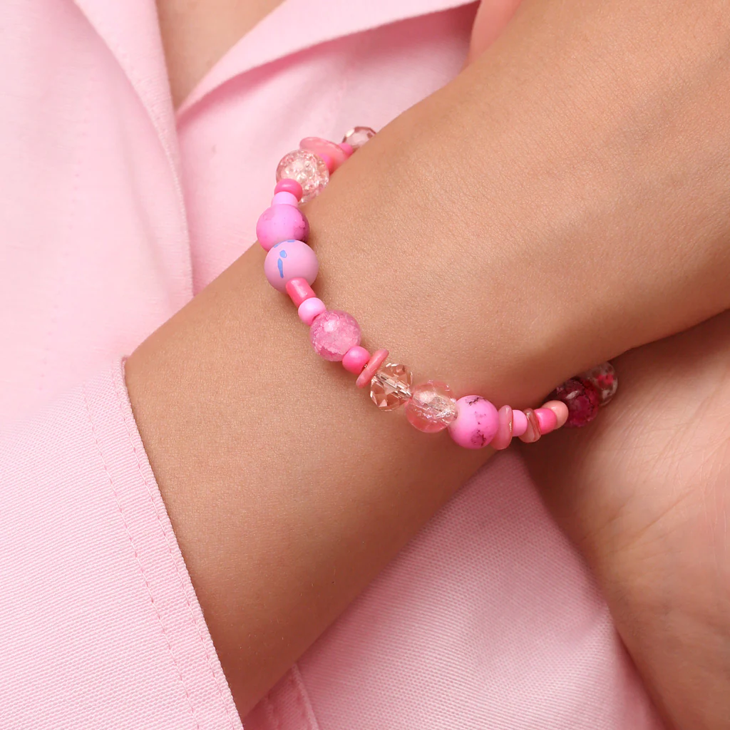 Gnoce DIY Pink Cracked Glass Beaded Bracelet - Image 6