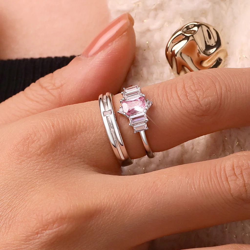 Gnoce Pink Cubic Zirconia Women's Ring - Image 6