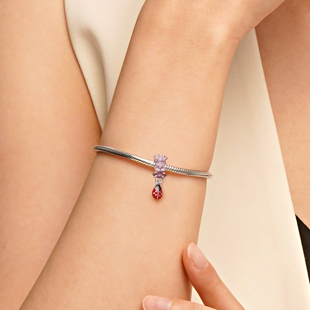 Gnoce Pink Flower Ladybug Charm - Image 6