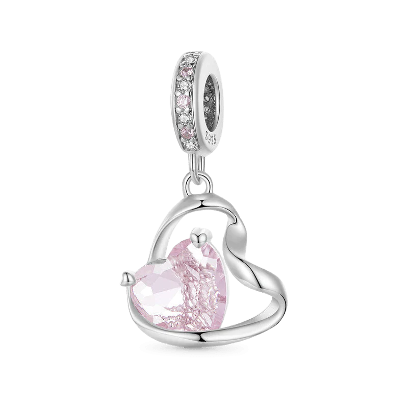 Gnoce Thanksgiving Pink Heart Ribbon Pendant Dangle Charm