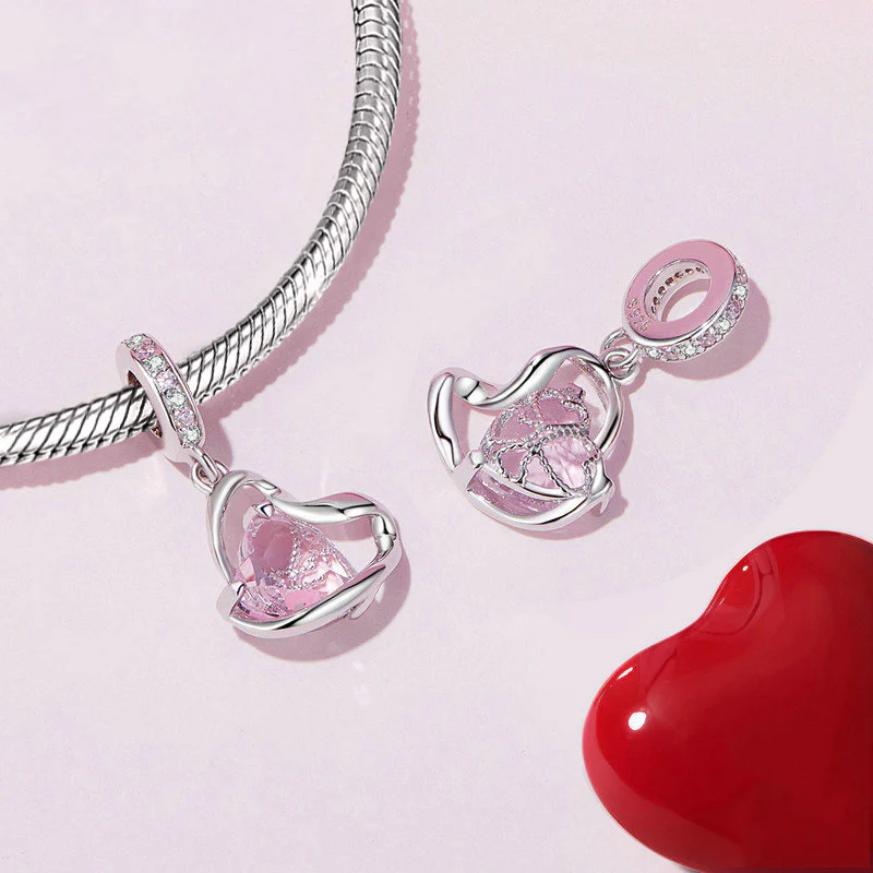 Gnoce Thanksgiving Pink Heart Ribbon Pendant Dangle Charm - Image 4