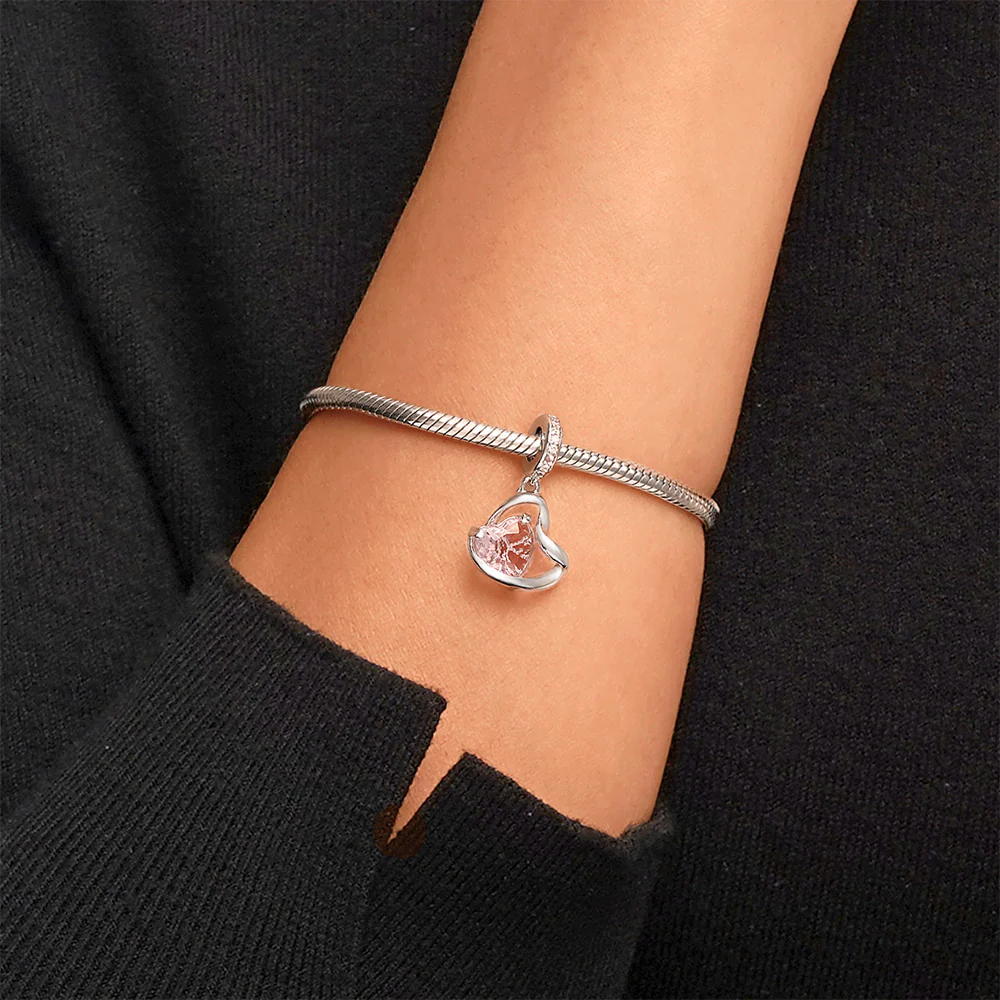 Gnoce Thanksgiving Pink Heart Ribbon Pendant Dangle Charm - Image 7