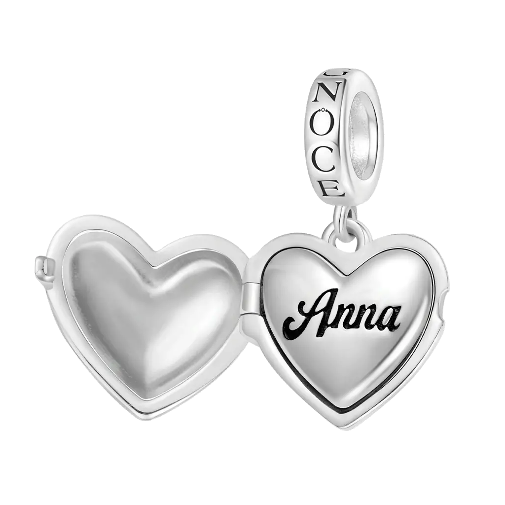Gnoce Engravable Pink Heart-shape Brain Charm Platinum-plated Silver Blend