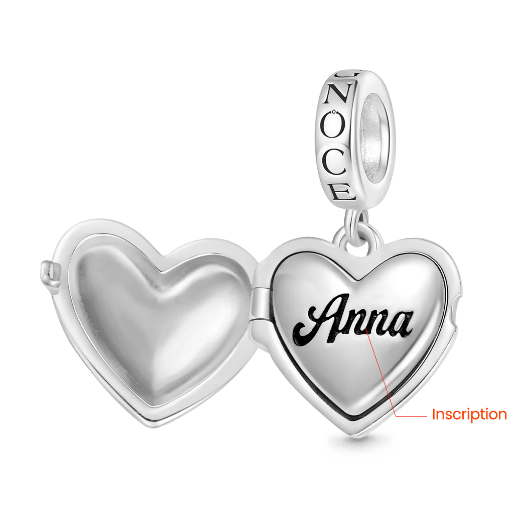 Gnoce Engravable Pink Heart-shape Brain Charm Platinum-plated Silver Blend - Image 2