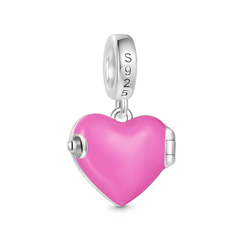 Gnoce Engravable Pink Heart-shape Brain Charm Platinum-plated Silver Blend - Image 4