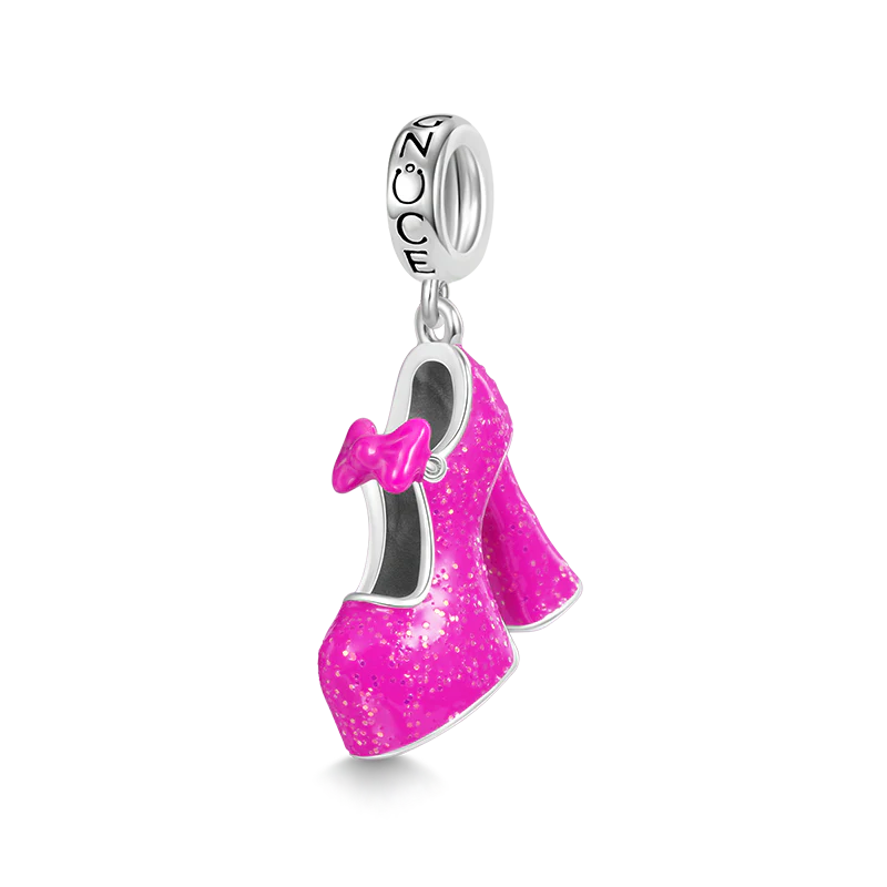 Gnoce Sexy Pink High Heel Charm Platinum-plated Silver Blend