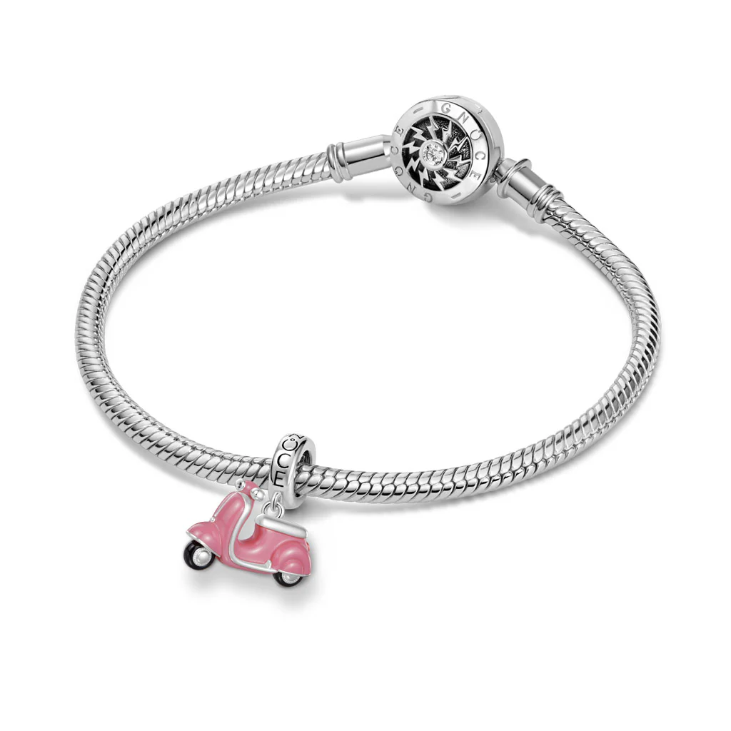 Gnoce Pink Motorcycle Charm Platinum-plated Silver Blend - Image 3