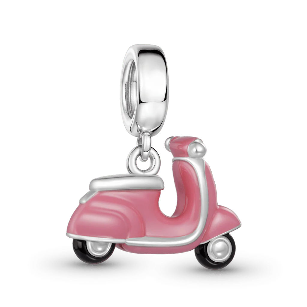 Gnoce Pink Motorcycle Charm Platinum-plated Silver Blend - Image 5