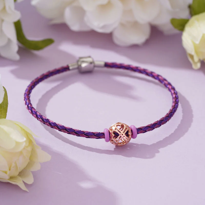 Gnoce Pink Purple Basic Bracelet with 2 Pieces of Stoppers - Image 3