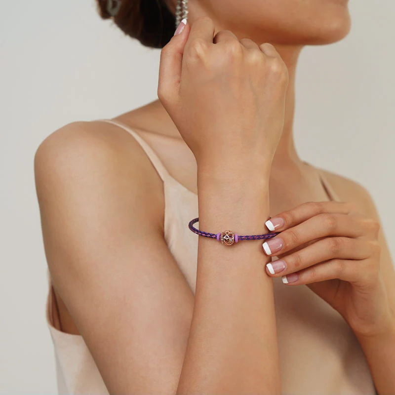 Gnoce Pink Purple Basic Bracelet with 2 Pieces of Stoppers - Image 4